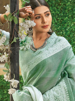 Thumbnail for Astita Rama Green Linen Saree