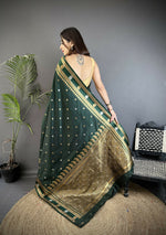 Thumbnail for Joban Fashion Dark Green Banarasi Soft Silk Woven Saree