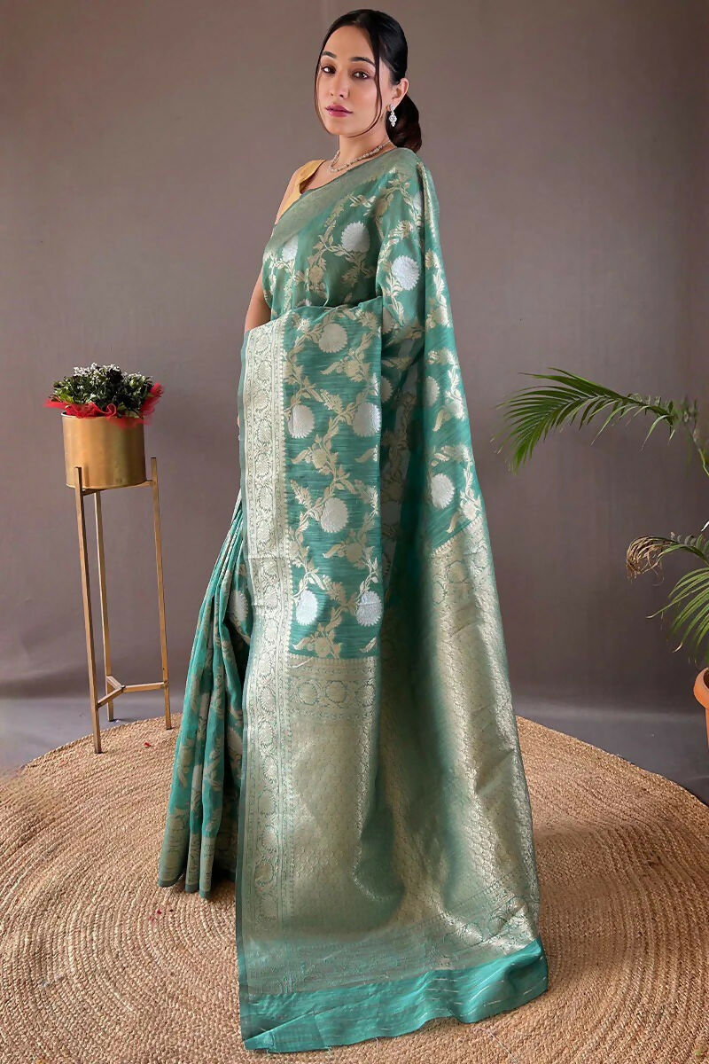 Preksha Creation Banarasi Soft Silk Women Blue Saree - Distacart