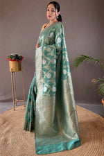Thumbnail for Preksha Creation Banarasi Soft Silk Women Blue Saree - Distacart