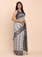 Thumbnail for Astita Linen Cotton Navy Blue Saree