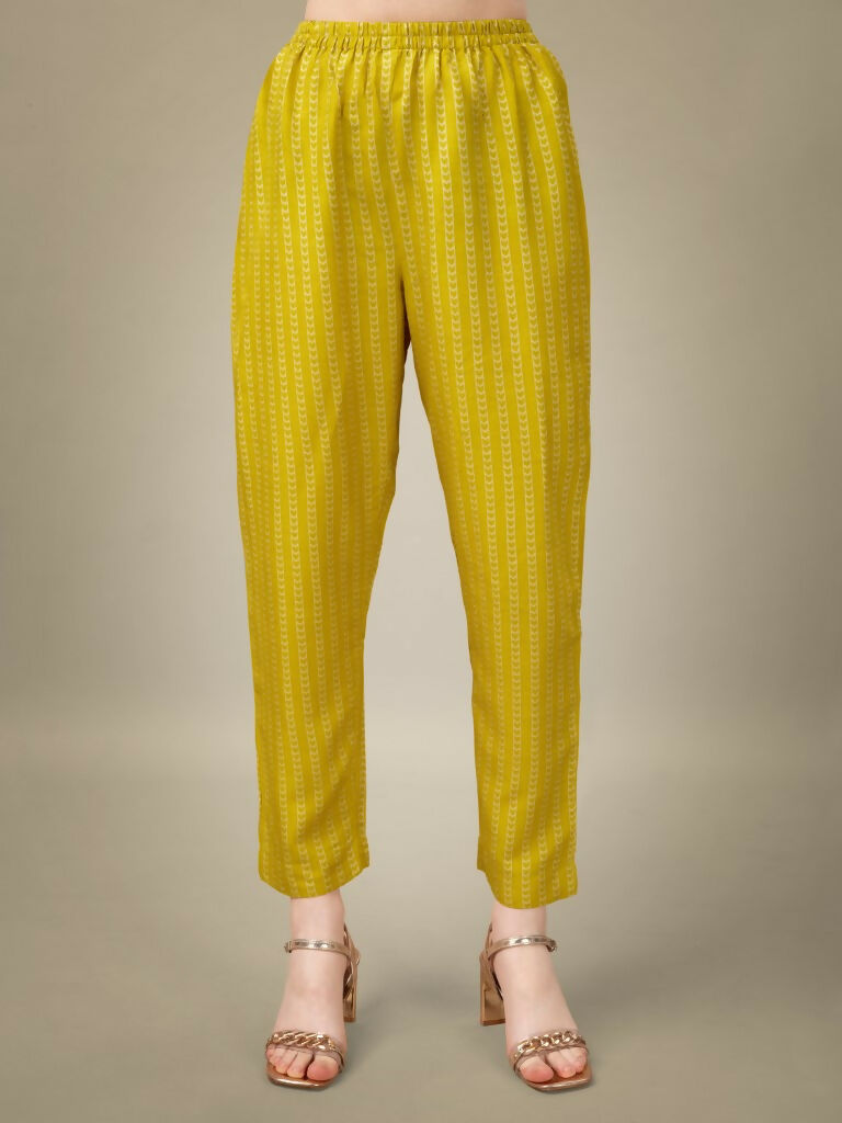 Jyoti Fashion Women's Yellow Rayon Embroidery & Sequence work Kurta with Trouser & Dupatta - Distacart