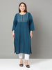 Sztori Plus Size Floral Yoke Design Thread Work Straight Kurta - Distacart