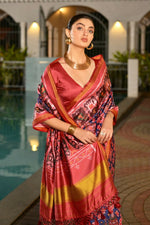 Thumbnail for Vishnu Weaves Women's Royal Banarasi Silk Patola Printed Saree with Blouse