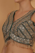 Thumbnail for Joban Fashion Silk Zari And Sequence Work Padded Blouse - Green