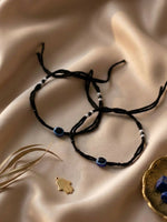 Thumbnail for NVR Women Set of 2 Black Beaded Evil Eye Anklet - Distacart