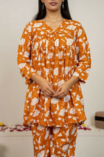 Thumbnail for Joban Fashion Peach Hand Block Print Cotton Kurta Set - Distacart