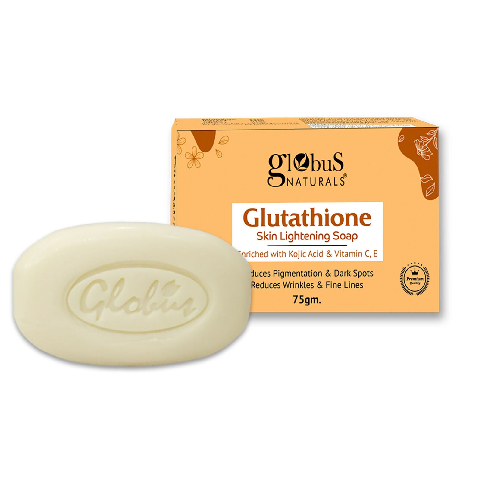Globus Naturals Glutathione Skin Lightening Soap Enriched with Kojic Acid & Vitamin C, E, Reduces Dark Spots, Wrinkles & Fine Lines