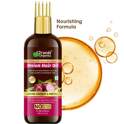 Dravida Organics Onion Hair Oil with Onion & Black Seed - Dista