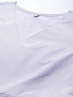 Thumbnail for Ahalyaa Lavender & White Floral Printed High Slit Sequined Kurta with Palazzos - Distacart
