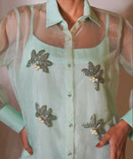 Thumbnail for Timaraa Mint Whisper Hand-Embellished Organza Shirt - Dista