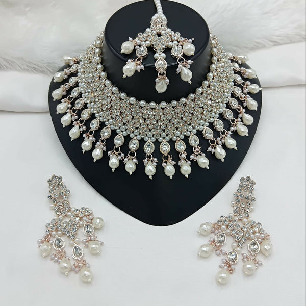 Joban Fashion Women Cream Stone Work Necklace Set - Distacart