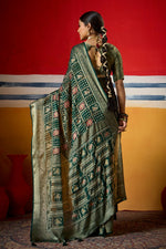 Thumbnail for Joban Fashion Bottle Green Dull Moss Brasso Saree