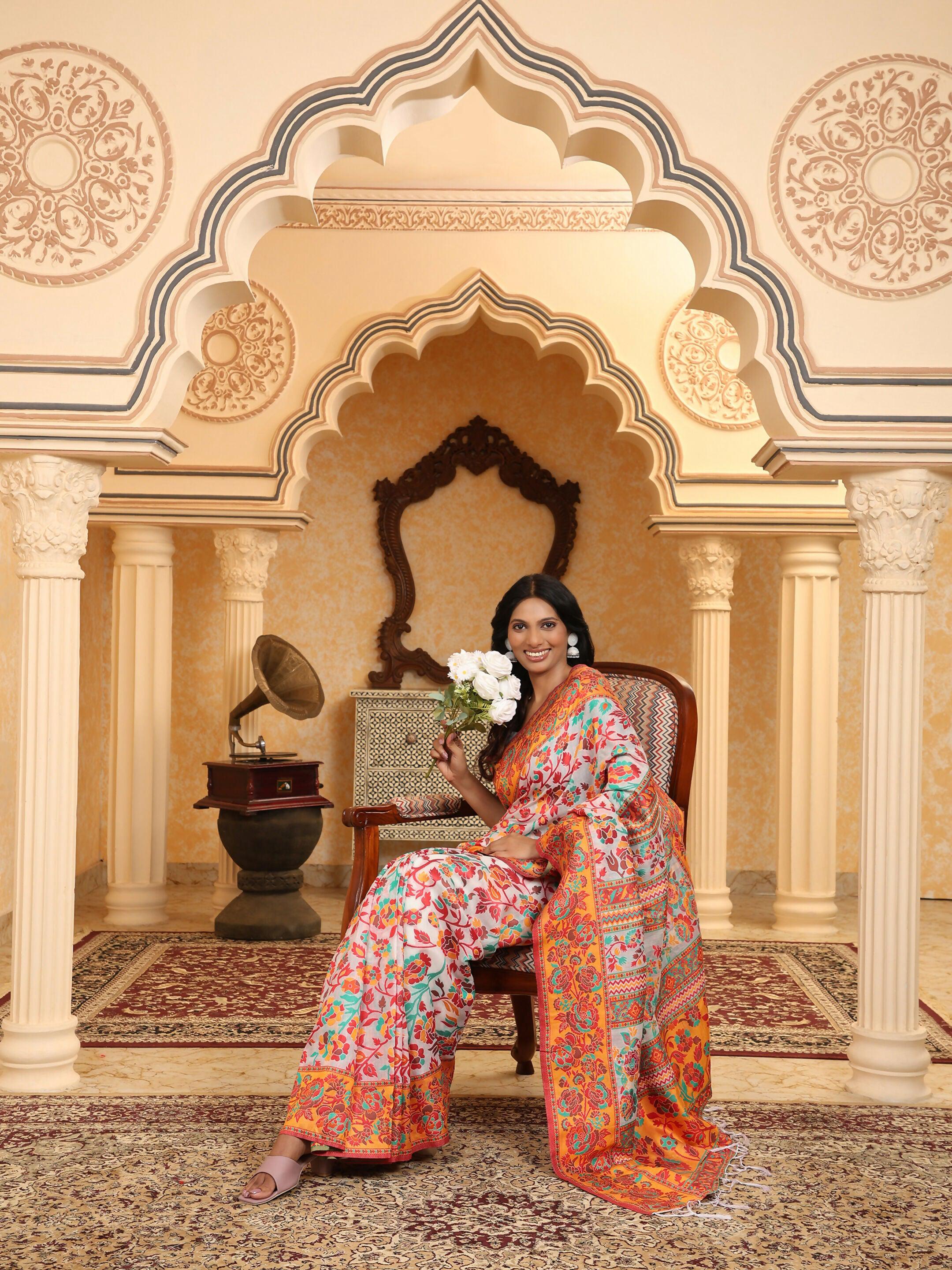 Astita Linen Cotton(Woven Work) Multicolour Saree