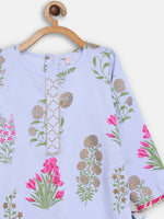 Thumbnail for Ahalyaa Blue Crepe Printed Kids Kurta Palazzo Set For Girls - Distacart