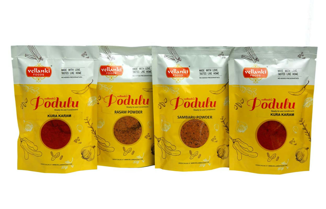 Vellanki Foods Combo Powders - Rasam Podi, Sambar Podi, Kura Karam (250 gms Each) - Distacart