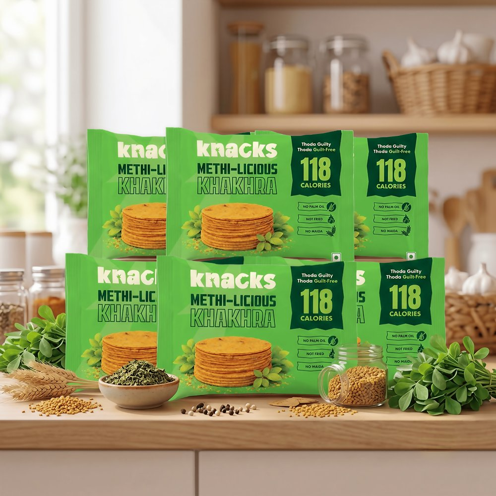 Knacks Coin Khakhra Crisps - Methi-Licious Flavour - Dista