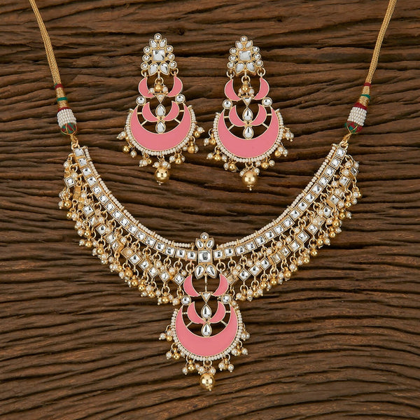 Joban Fashion Women Golden White Pink Necklace Set - Distacart