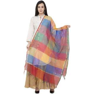 A R SILK Chanderi Multi Box Multi Box Multi Color Color Dupatta or Chunni