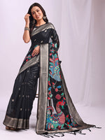 Thumbnail for Astita Linen Cotton Black Saree