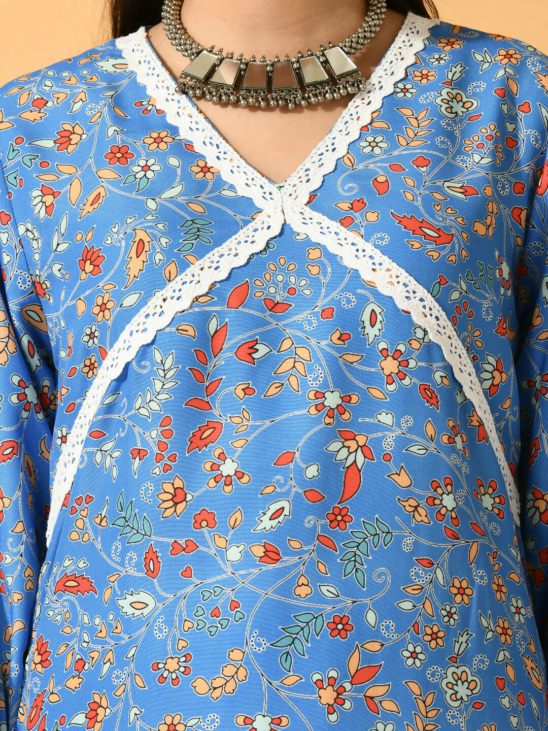 Myshka Women's Blue Printed Party Kurta Sets - Distacart