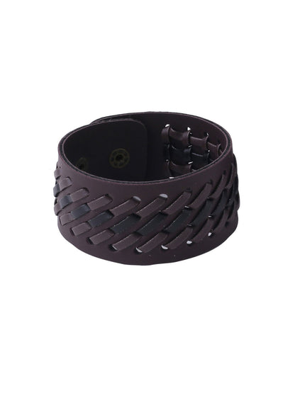 NVR Men's Set of 2 Brown Leather Bracelet - Distacart