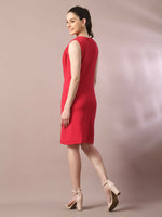 Thumbnail for Myshka Women's Pink Solid Cowl Neck Bodycon Party Dress - Distacart