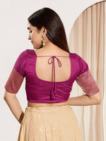 Thumbnail for Joban Fashion South Pink Taffeta Silk Padded Blouse With Round Neck Elbow Sleeves