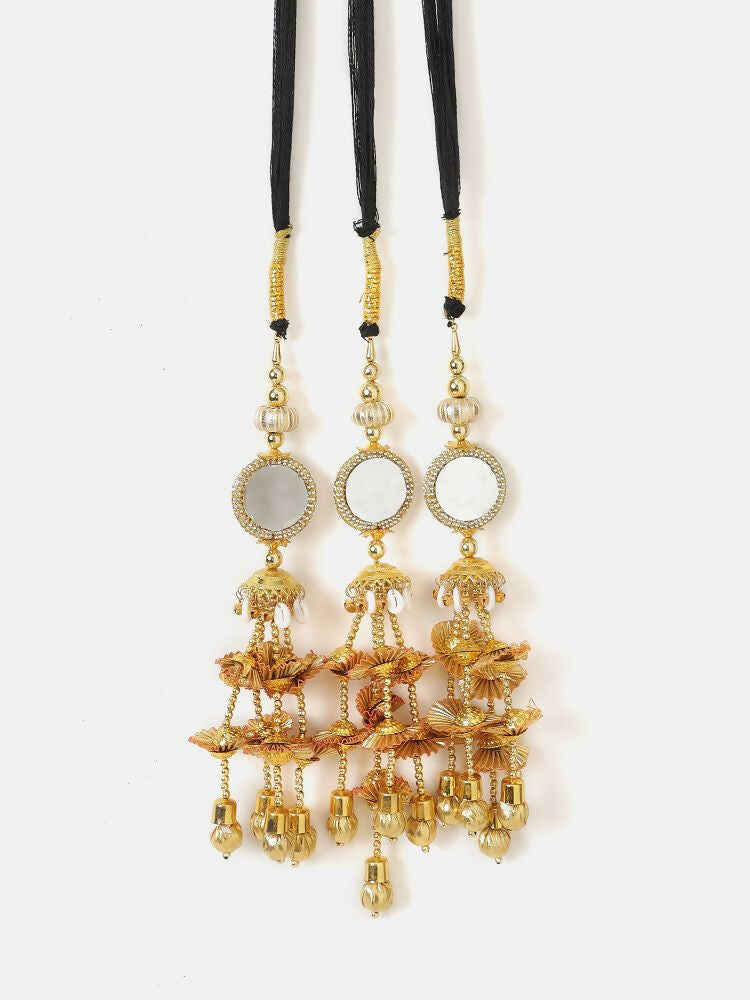 Ruby Raang Gold Gota Pati Work And Black Thread And Shells With Gold Stones Ghungroo - Distacart