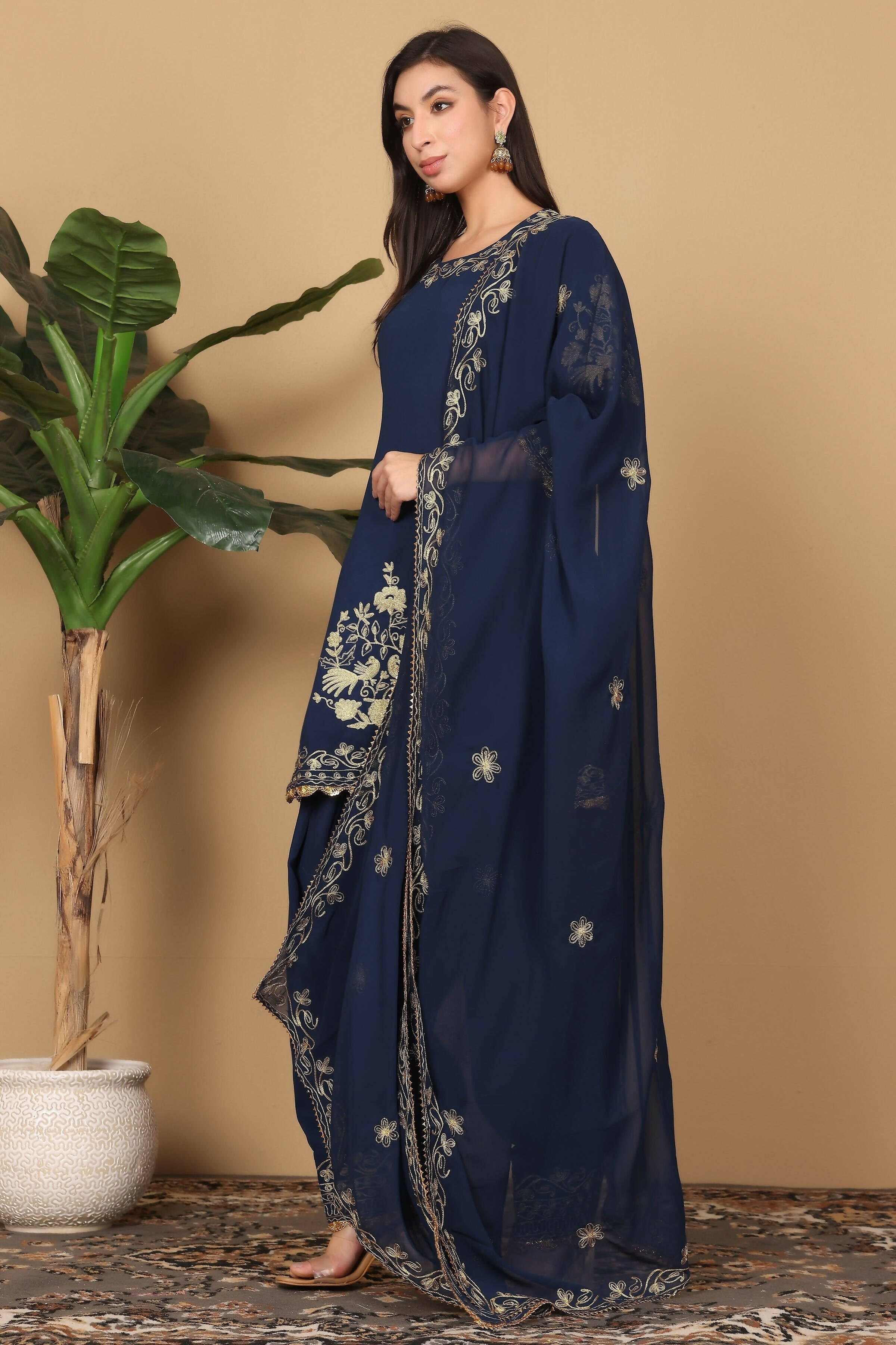 Joban Fashion Navy Blue Georgette Kurta Set