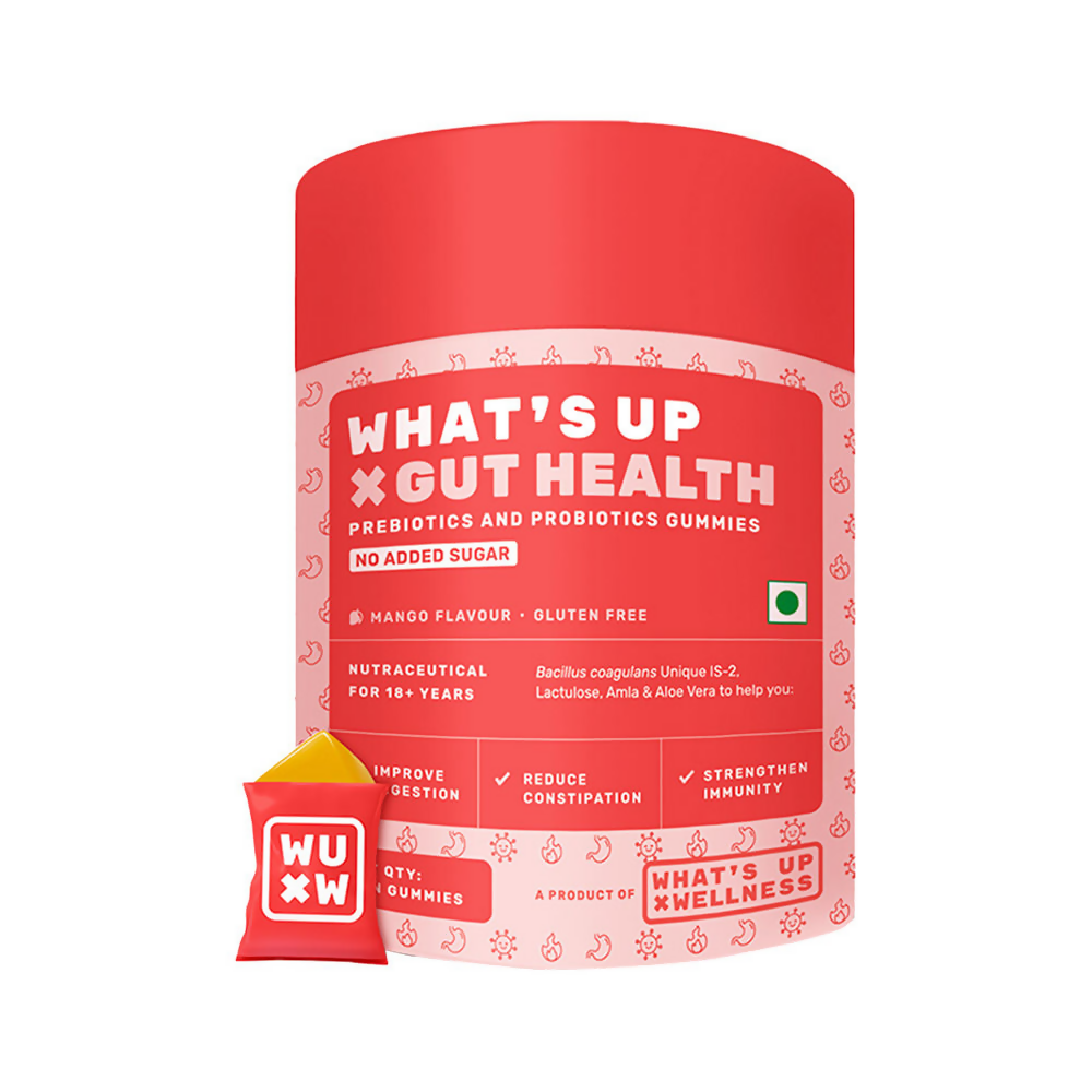 What's Up Wellness Gut Health Prebiotic & Probiotic Gummies - Mango Flavor - Distacart