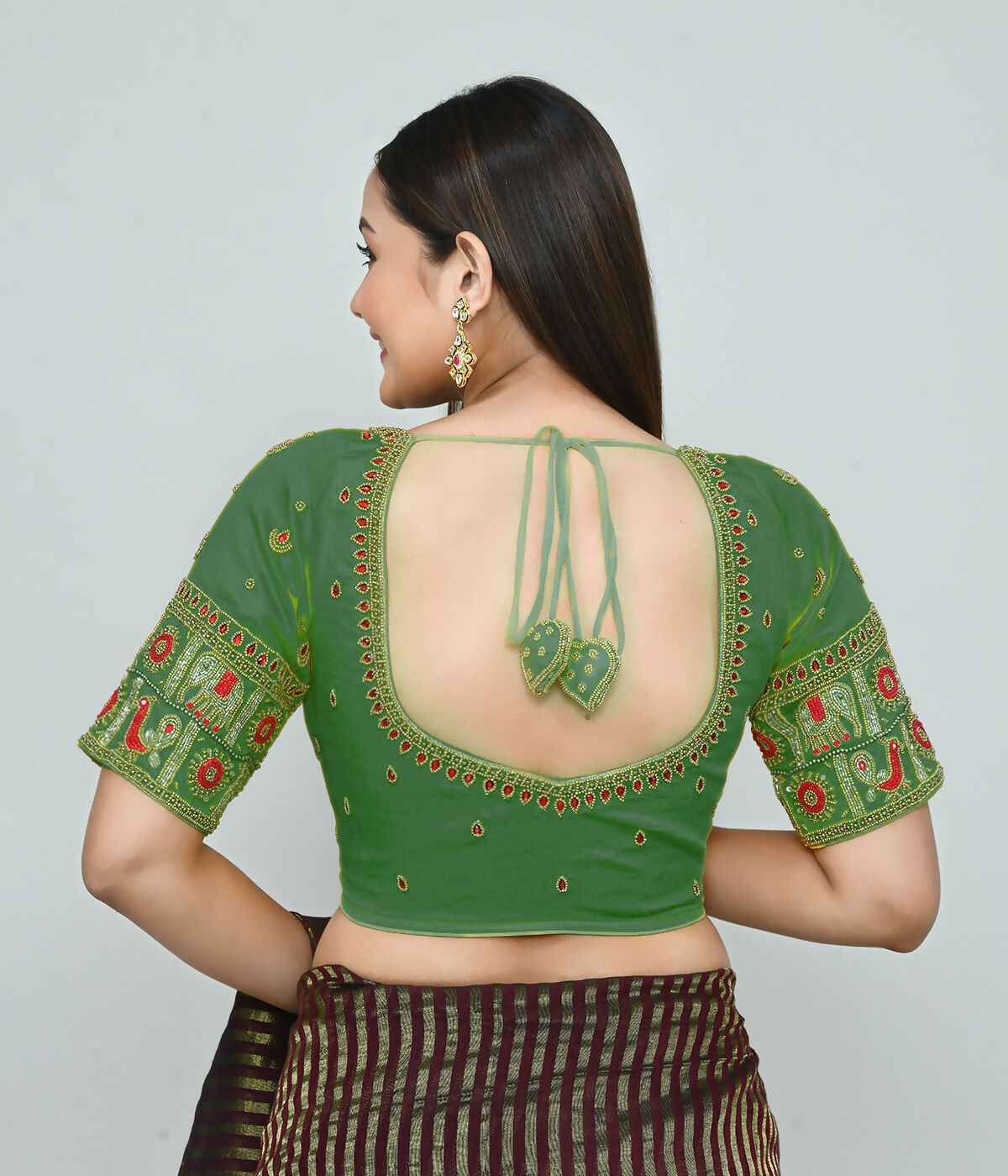 Joban Fashion Women's Green Embroidered Stitched Blouse