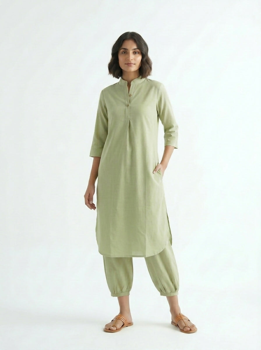 Gharana India Aira Matcha Green Cotton Co-ord Set - Dista