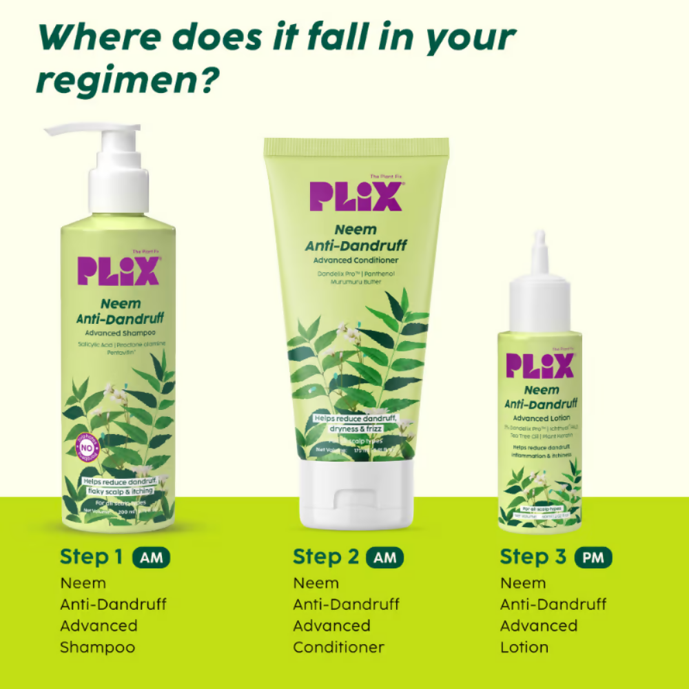 PLIX The Plant Fix Neem Anti-Dandruff Advanced Combo - Shampoo, Conditioner & Lotion - Distacart