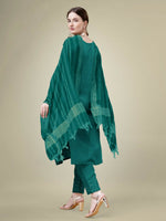 Thumbnail for Jyoti Fashion Women's Teal Cotton Blend Embroidery & Sequence work Kurta with Trouser & Dupatta - Distacart