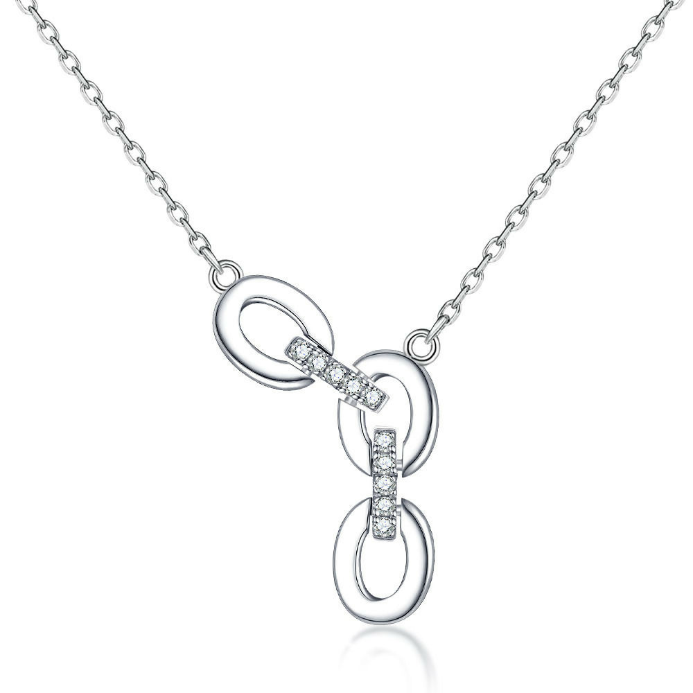 Cauer Elegant 14K White Gold Plated Moissanite Pendant Necklace