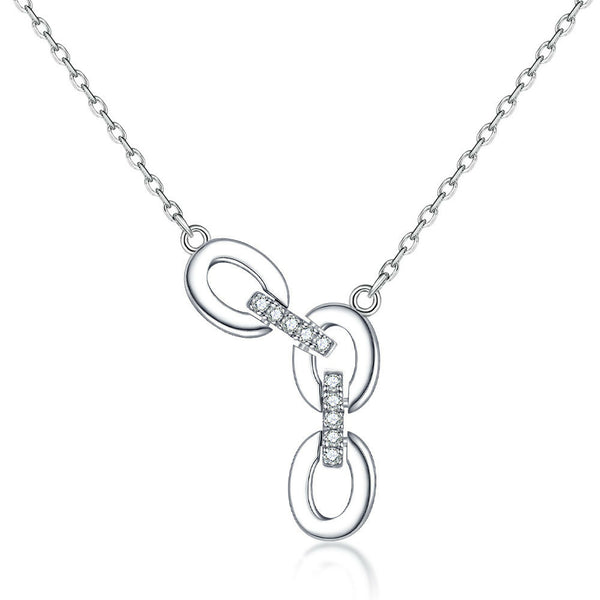 Cauer Elegant 14K White Gold Plated Moissanite Pendant Necklace