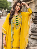Thumbnail for Evanik Designer Chinon Silk With Embroidered Sequence Work Plazzo Suit