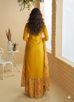 Thumbnail for Evanik Women Yellow Chinon Silk Zari Embroidered Sequins Sharara Suit - Distacart