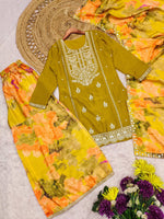 Thumbnail for Evanik Women Yellow Chinon Silk Zari Embroidered Sequins Sharara Suit - Distacart