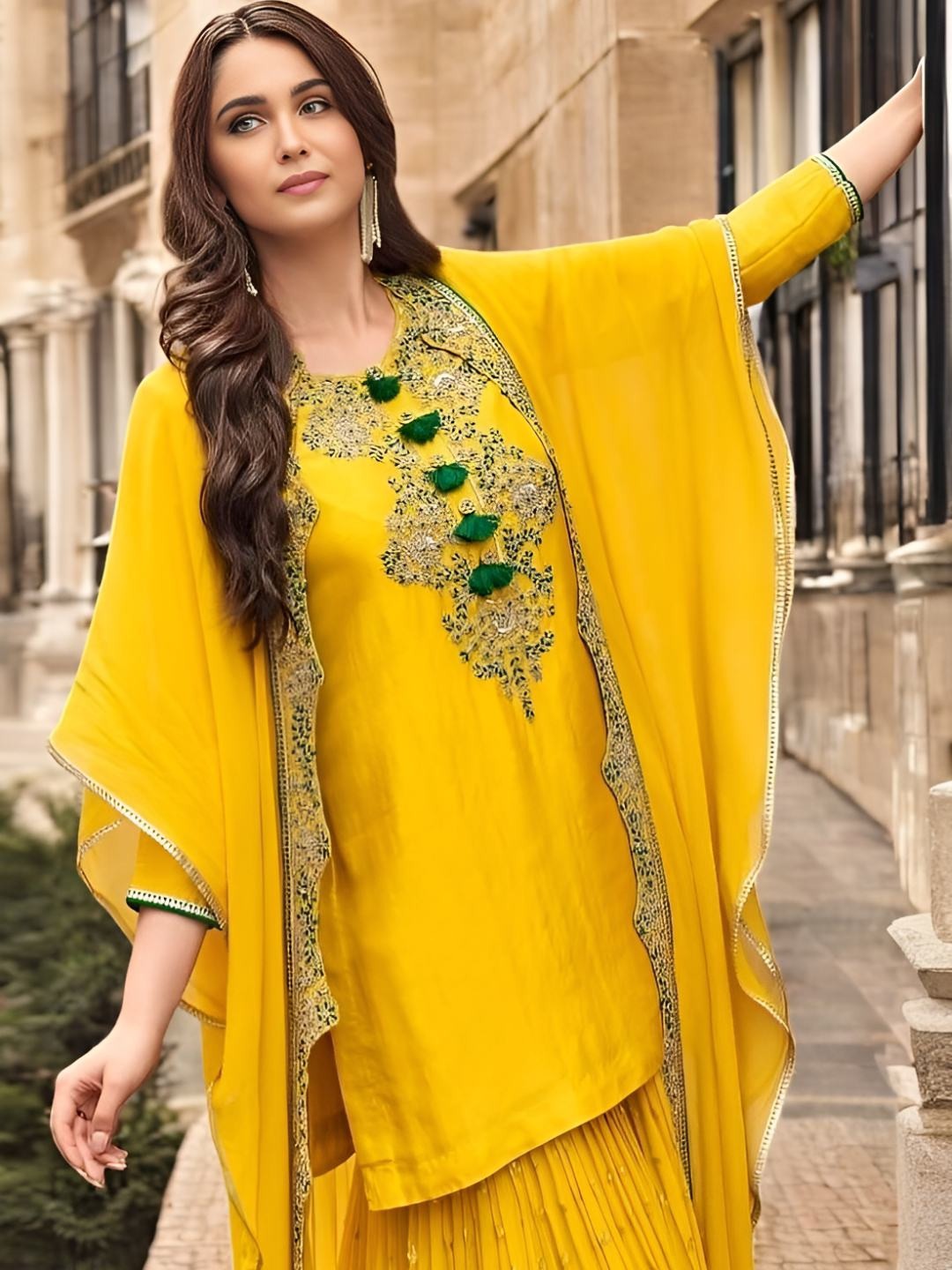 Evanik Designer Chinon Silk With Embroidered Sequence Work Plazzo Suit