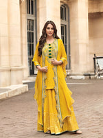 Thumbnail for Evanik Designer Chinon Silk With Embroidered Sequence Work Plazzo Suit