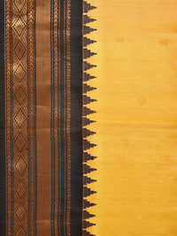 Thumbnail for Yellow and Black Gadwal Silk Handloom Saree with Mango Pallu Design - Global Threads - Distacart