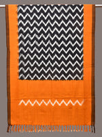 Thumbnail for Yellow and Black Pochampally Ikat Cotton Handloom Dupatta with Zig-Zag Design - Global Threads - Distacart