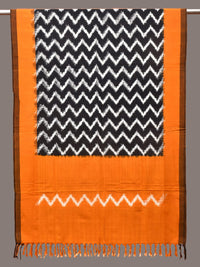 Thumbnail for Yellow and Black Pochampally Ikat Cotton Handloom Dupatta with Zig-Zag Design - Global Threads - Distacart
