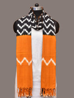Thumbnail for Yellow and Black Pochampally Ikat Cotton Handloom Dupatta with Zig-Zag Design - Global Threads - Distacart