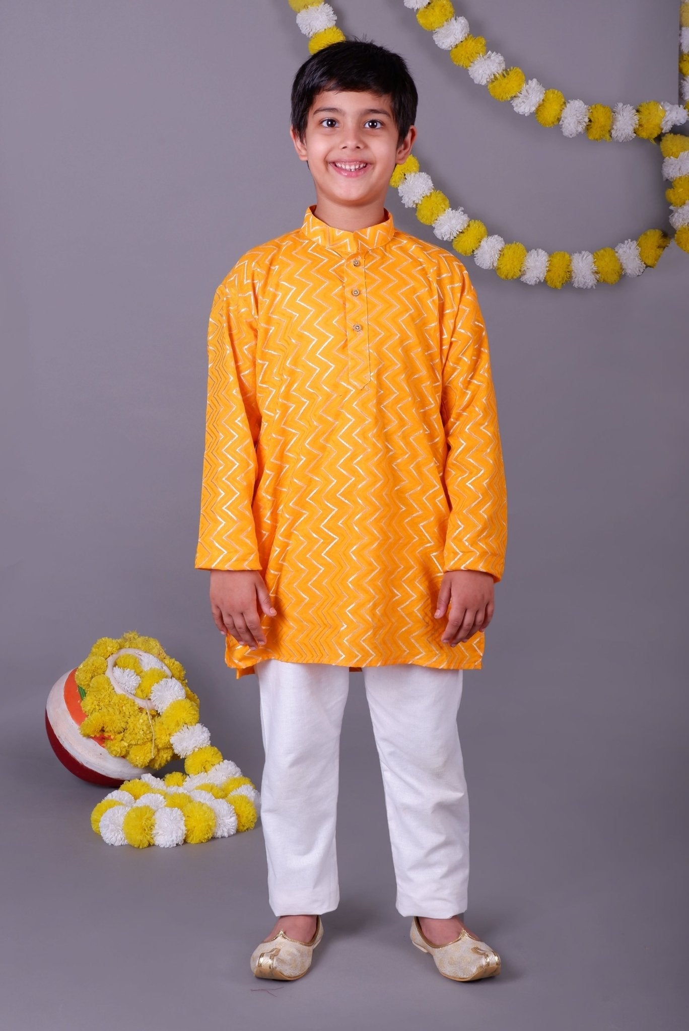Bluesaanchi Yellow Bold Zari Kurta Set – Trendy Vibes for Your Little One - Distacart