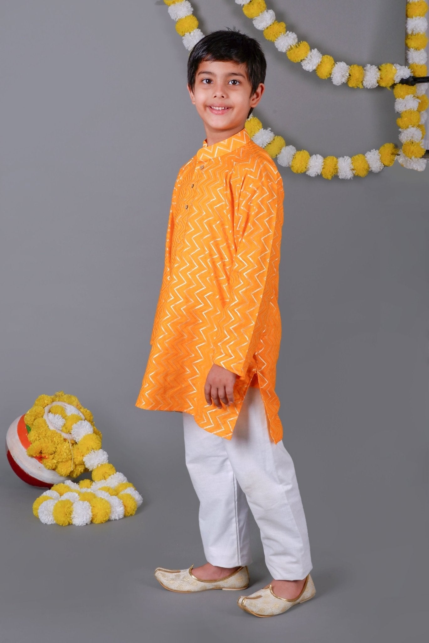 Bluesaanchi Yellow Bold Zari Kurta Set – Trendy Vibes for Your Little One - Distacart