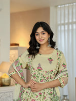 Thumbnail for Yufta Yellow Cotton Kalidaar Kurta Dupatta Set