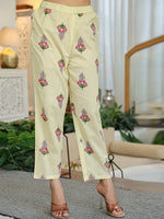 Thumbnail for Yufta Yellow Cotton Kalidaar Kurta Dupatta Set